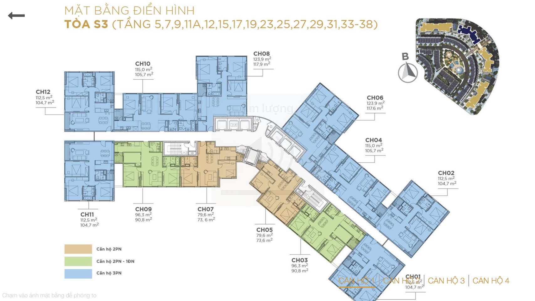 hình ảnh mặt bằng tòa S3 Sunshine City