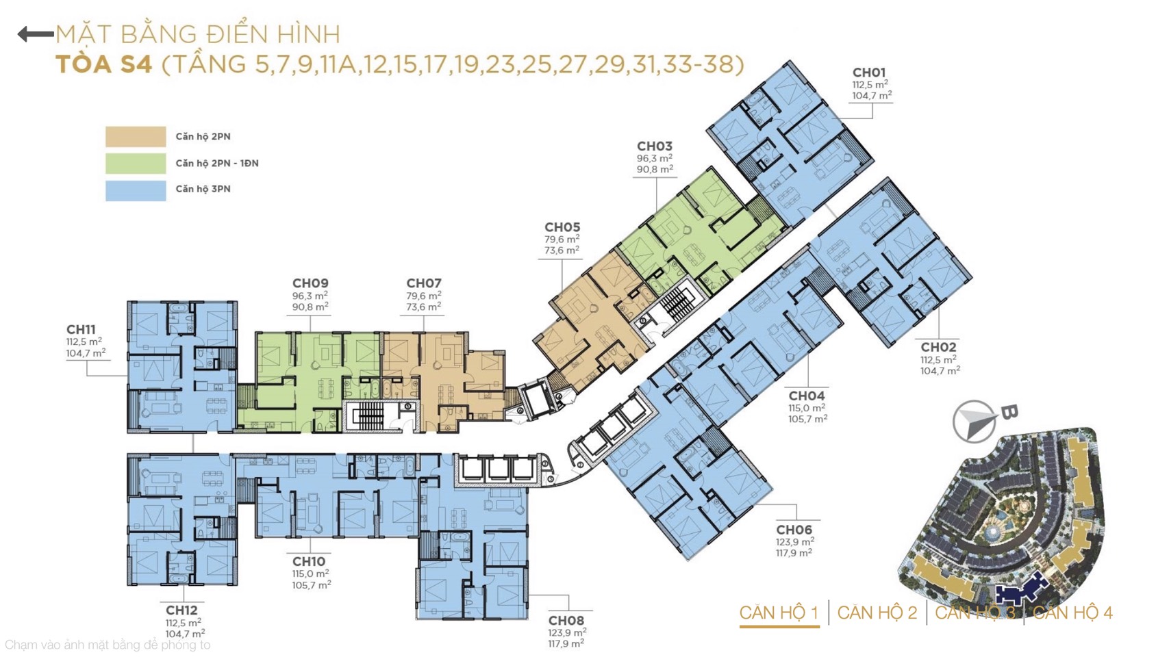 mặt bằng tòa S4 Sunshine City